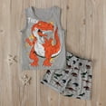 thumbnail image 2 of Odeerbi Toddler Boys Shirts Set Dinosaur Print Casual T-Shirt Shorts Set, Gray, Cotton, 6-7 Years, 2 of 7