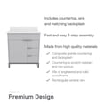 thumbnail image 6 of CosmoLiving Leona 30” Bathroom Vanity, Gray with Silver Metal, 6 of 16