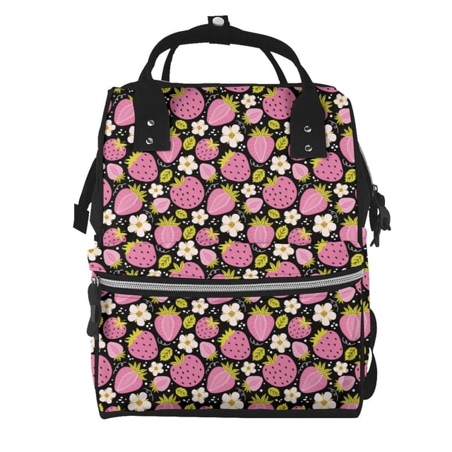 Disketp Strawberry Mochila de Pañales de Gran Capacidad con Múltiples Bolsillos, Mochila de Viaje Multifuncional para Bebé, Unisex, Moderna y Resistente