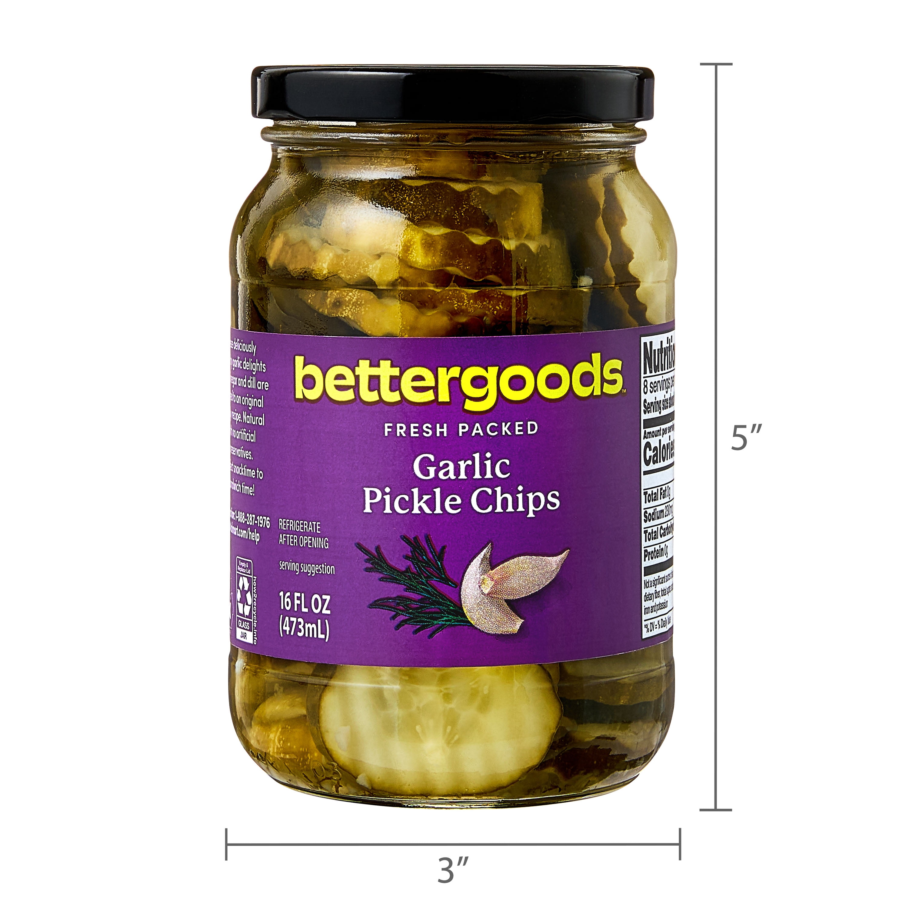 bettergoods Garlic Pickle Chips, 16 fl oz Jar
