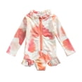 thumbnail image 1 of xiaxaixu Maillot de Bain une Pièce Tie-dye pour Filles, Manches Longues Col Rond avec Fermeture Éclair, 1 of 9