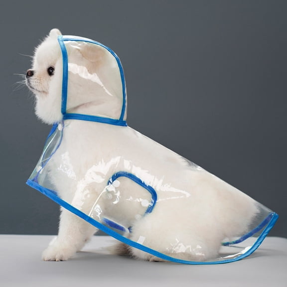 Dog Raincoat, Dog Jacket Hooded Slicker Poncho, Transparent Water Proof Resistant Rain Snow Pet Clothes for Small Medium Large Dogs Blue 2XL