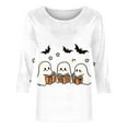thumbnail image 5 of Enjoytime Women Fall Halloween Doodles Crew Neck Shirt Family Party Celebration 3/4 Sleeve Tops Plus Size Blouses for Women, 5 of 6
