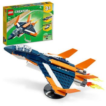 LEGO Creator 3in1 Supersonic Jet Plane to Helicopter to Speed Boat Toy Set 31126, Buildable Vehicle Models for Kids, Boys and Girls 7 Plus Years Old