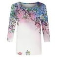 thumbnail image 5 of 2026 Womens T Shirts Fashion Tops Vintage Floral Print 3/4 Sleeve Summer Casual Plus Size Clothes Pink 2XL, 5 of 5