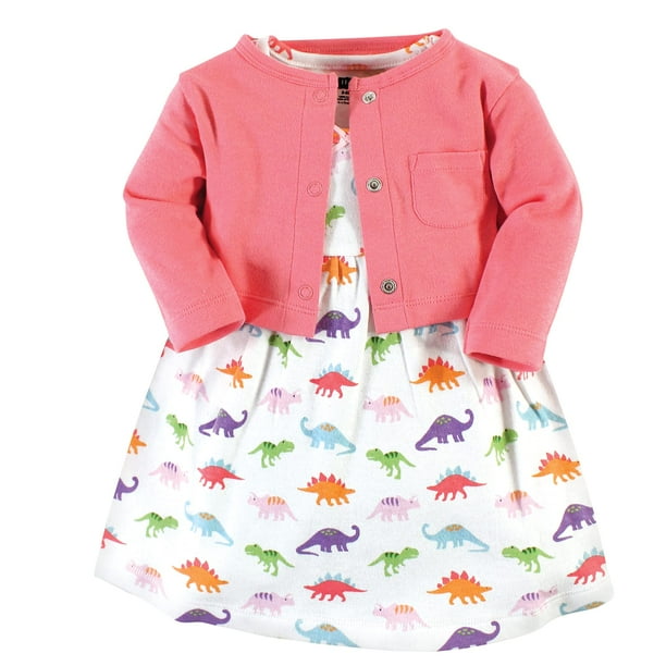 Hudson Baby Conjunto Bebé Vestido Y Cárdigan Algodón Niña Dinosaurios 3-6 Meses