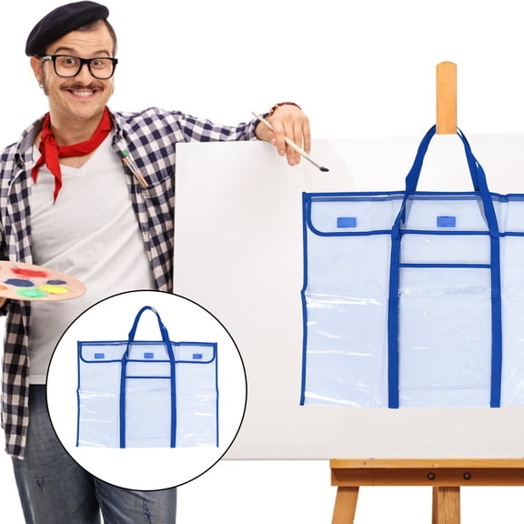 PENIKOKO Transparent Poster Board Organizer Bag with Heavy Duty Carry Straps, 1Pc Art Storage Solution