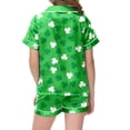 thumbnail image 4 of Pajama Set for Girls 2PC St. Patrick's Day Lapel Button up Kids Loungewear Boys Sleepwear 2 Piece Outfits Z24-Green 3-4 Years, 4 of 4