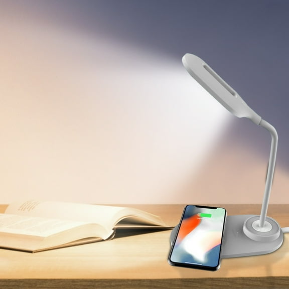Magnetic Wireless Charger,2 In 1 Multi-Function LED Desk Lamp with Wireless Charger, Flexible Bedside Table Lamp, Eye Caring Light for Home Office,Touch Control, USB C Charging Port (White)