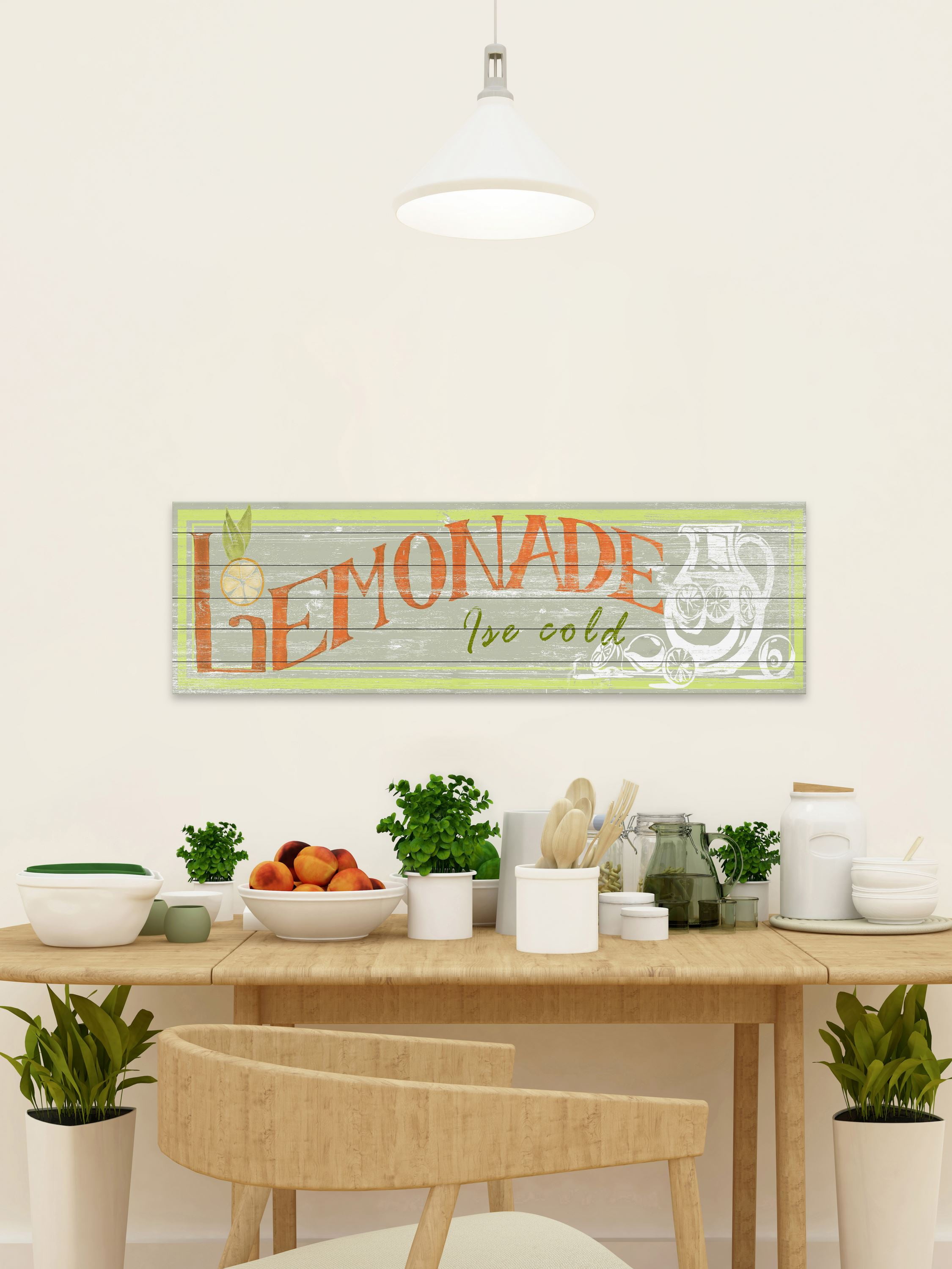 Marmont Hill Ice Cold Lemonade White Wood Wall Art, 10" x 30"
