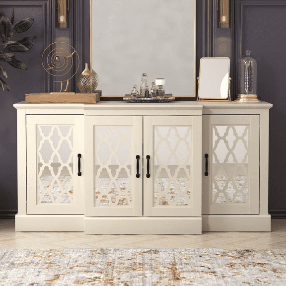 STYLIVIA Heron Wide Accent Sideboard, Ivory
