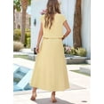 thumbnail image 4 of Summer Skirt Set for Women 2 Piece Outfit Cap Sleeve Top Elastic Waist Maxi Dress Set with Pockets Light Yellow S, 4 of 8