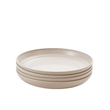 

TureClos Pack of 4 Plastic Food Plate Round Dinner Dish Hotel Bar Kitchen Tableware Indoor Outdoor Camping Hiking Picnic Dinnerware Beige