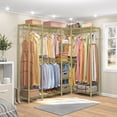 thumbnail image 6 of VIPEK L50 Wire Garment Rack L Shaped Clothes Rack for Corner, Protable Freestanding Wardrobe Closet Rack Heavy Duty Clothing Rack Clothes Storage Organizer Closet for Bedroom, 67.5"Lx38"Wx76.4"H, Gold, 6 of 7