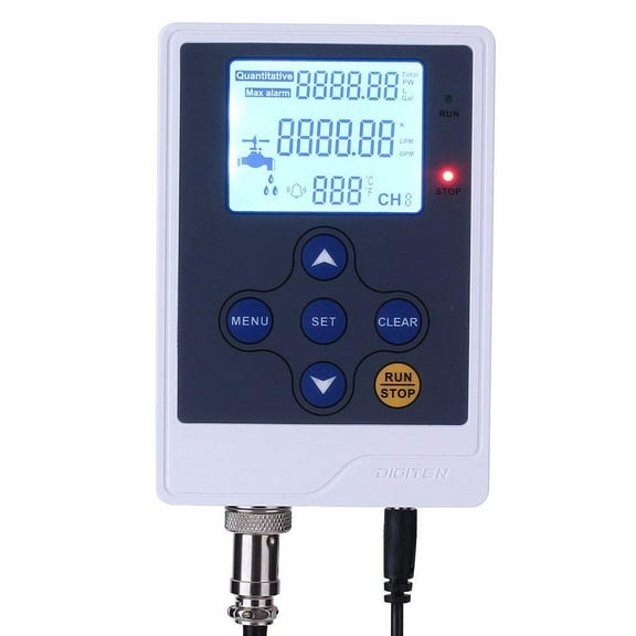 DIGITEN LCD Display Water Flow Control Meter Liquid Flow Rate Volume Counter Flowmeter Quantitative Controller Liter/Gallon LPM/GPM for Drip Irrigation System Beer Brewing