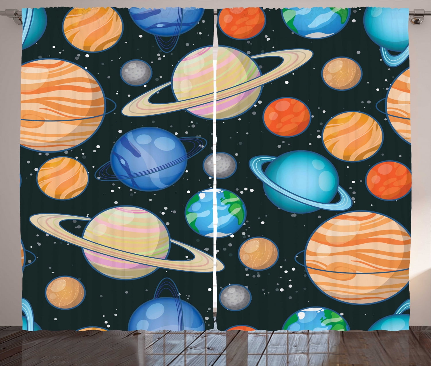 SOLAR SYSTEM SPACE PLANETS SINGLE DOUBLE JUNIOR DUVET COVERS MATCHING CURTAINS 