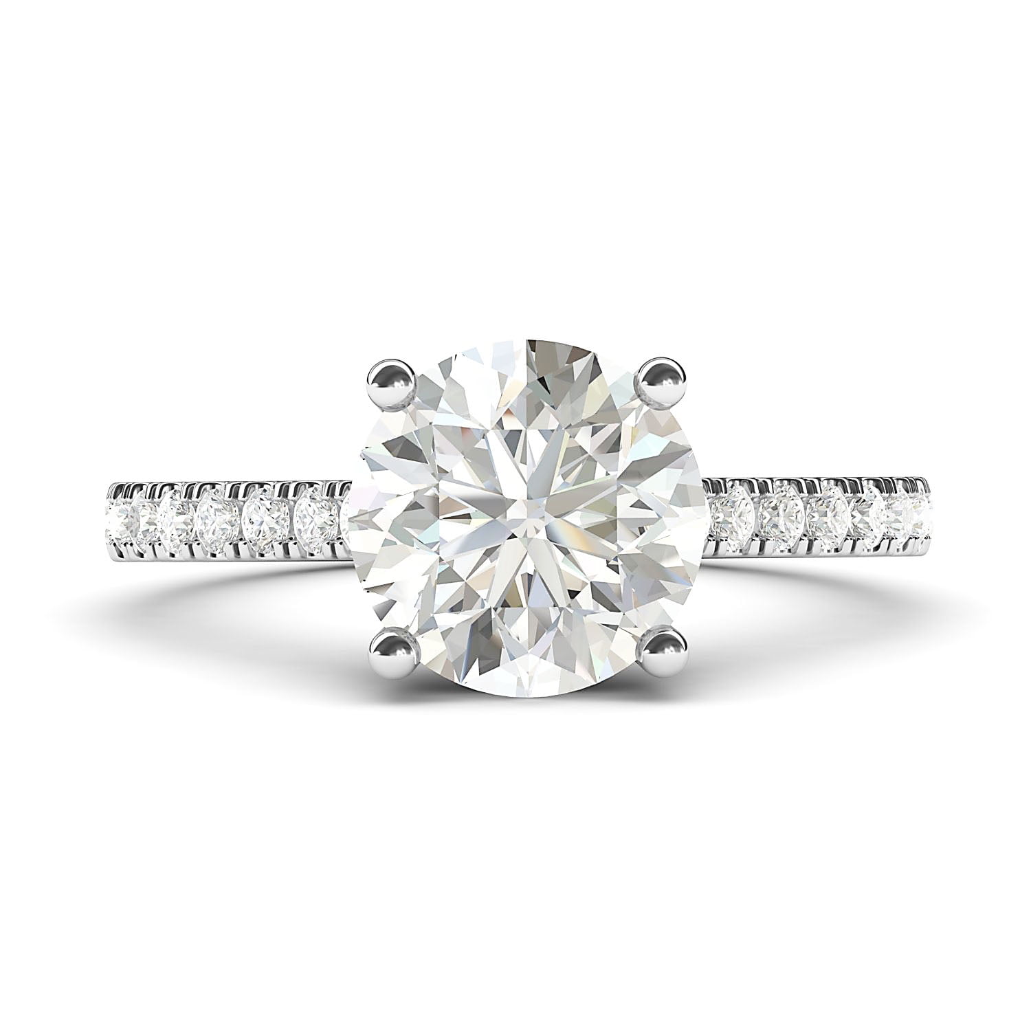 Sterling Silver 2CT Classic 4-Prong Simulated Diamond Engagement Ring with Side Stones Promise Bridal Ring (6)