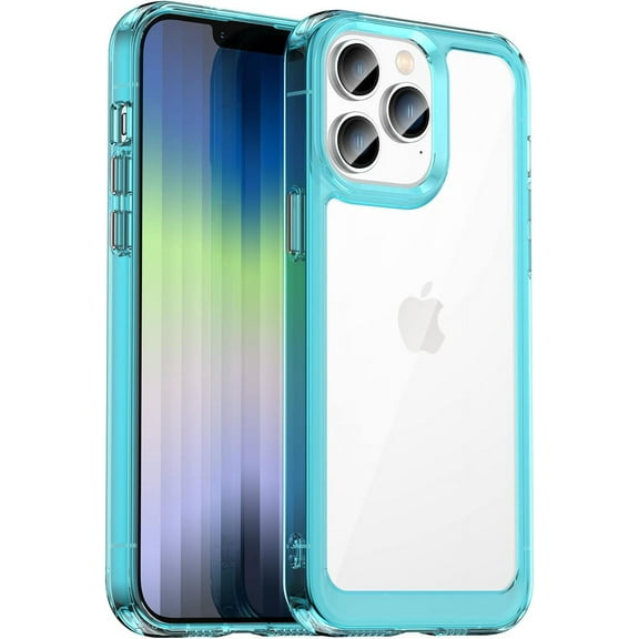Case for iPhone 14 Pro Max Case Slim Dropproof [Defend from Drop/Scratch/Slip/Fingerprint] Clear Acrylic Hard Back Soft TPU Bumper Hybrid Phone Cover for iPhone 14 Pro Max-Crystal Blue