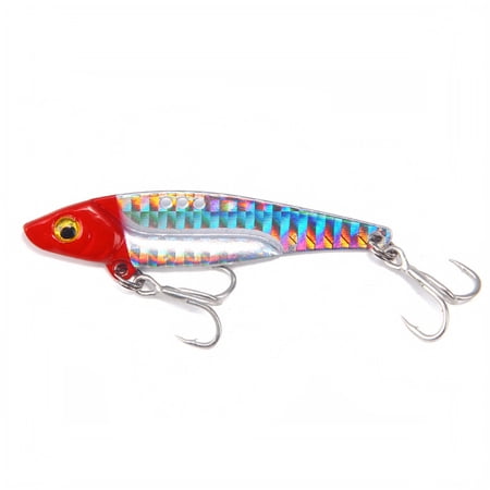 Copper VIB Blade Bait Fishing Lure Sinking Metal Lipless Crankbait with 2 Treble Hooks for Bass Walleye Pike Red S 0.28 oz 1.97 Inch