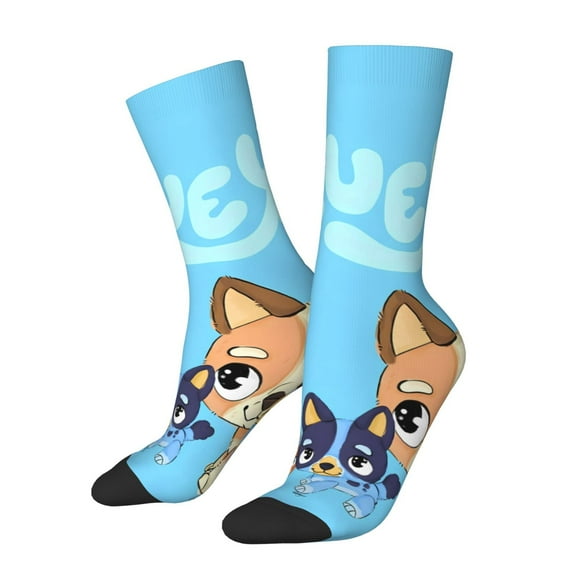 Silaia Bluey Print Adult Socks, Athletic Socks, Mens and Womens Crew Cushion Socks,Work Athletic Running Socks,Casual Breathable Socks