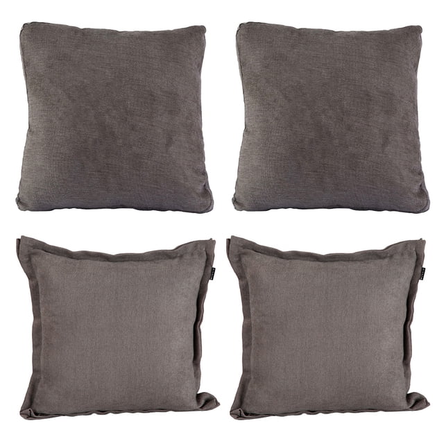 Set de 4 Cojines Decorativos DICASA Gris oscuro 2 Cuadrados 2 Cuadrados grandes