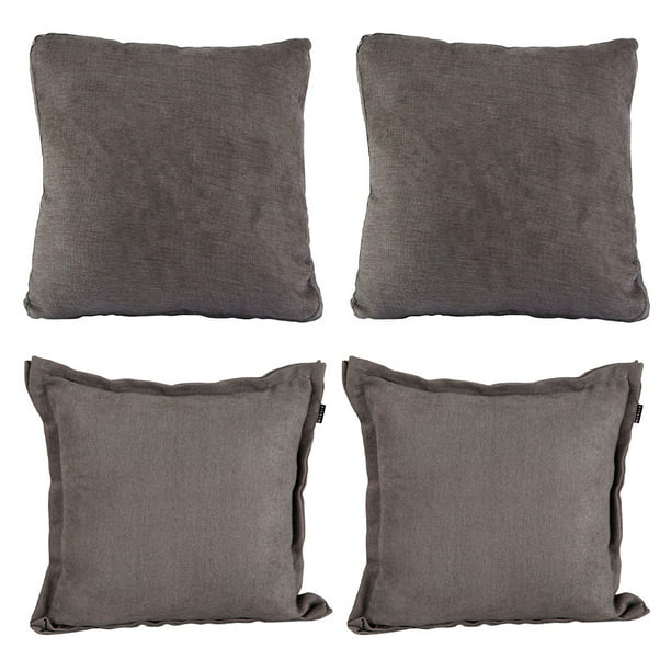Set de 4 Cojines Decorativos DICASA Gris oscuro 2 Cuadrados 2 Cuadrados grandes