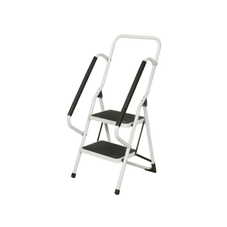 Support Plus Folding 2-Step Safety Step Ladder with Padded Side Handrails