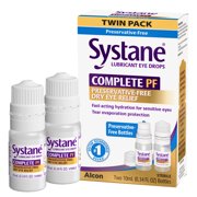 Systane Complete Preservative Free Lubricating Eye Drops, 8 Hours Dry Eye Relief, 0.34 fl oz, 2 Pack