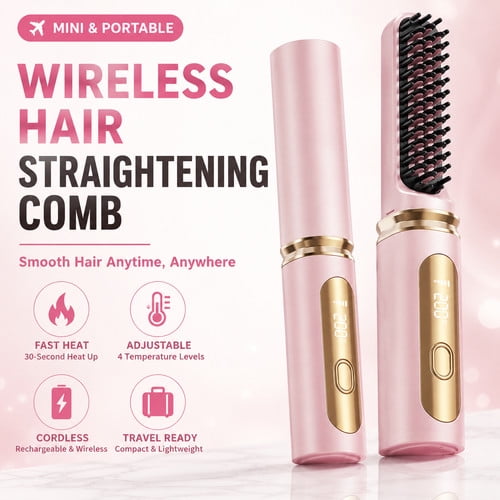 Zayman Wireless Hair Straightening Comb Mini Cordless Hair Brush Travel Straightener