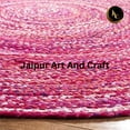 thumbnail image 3 of Jaipur Art And Craft Handmade Braided Bohemian Pink Cotton Area Rug Home Décor Reversible Carpet (7x7 Sq Ft), 3 of 6