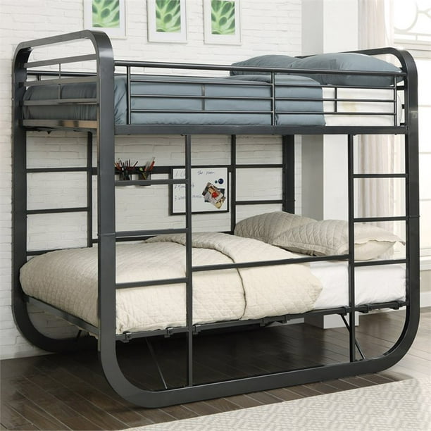 Furniture of America Corwiery Full over Full Metal Loft Bunk Bed in Gun