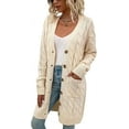thumbnail image 1 of LAICAIW Womens Cardigan Long Sleeve Cable Knit Sweater Open Front Loose Outwear with Pocket, 1 of 5