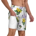 thumbnail image 3 of Picia Lavender Flowers pattern Mens Swim Trunks with Compression Liner Stretch Beach Shorts Quick Dry with Zipper Pockets No-Chafing Board Shorts-Small, 3 of 9