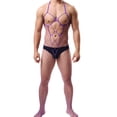 thumbnail image 6 of Lovskoo Valentines Day Men's Sleepwear Fishnet Bodystocking See-Through Fishnet Stocking One-Piece Mesh Bodysuit Purple Free Size, 6 of 8