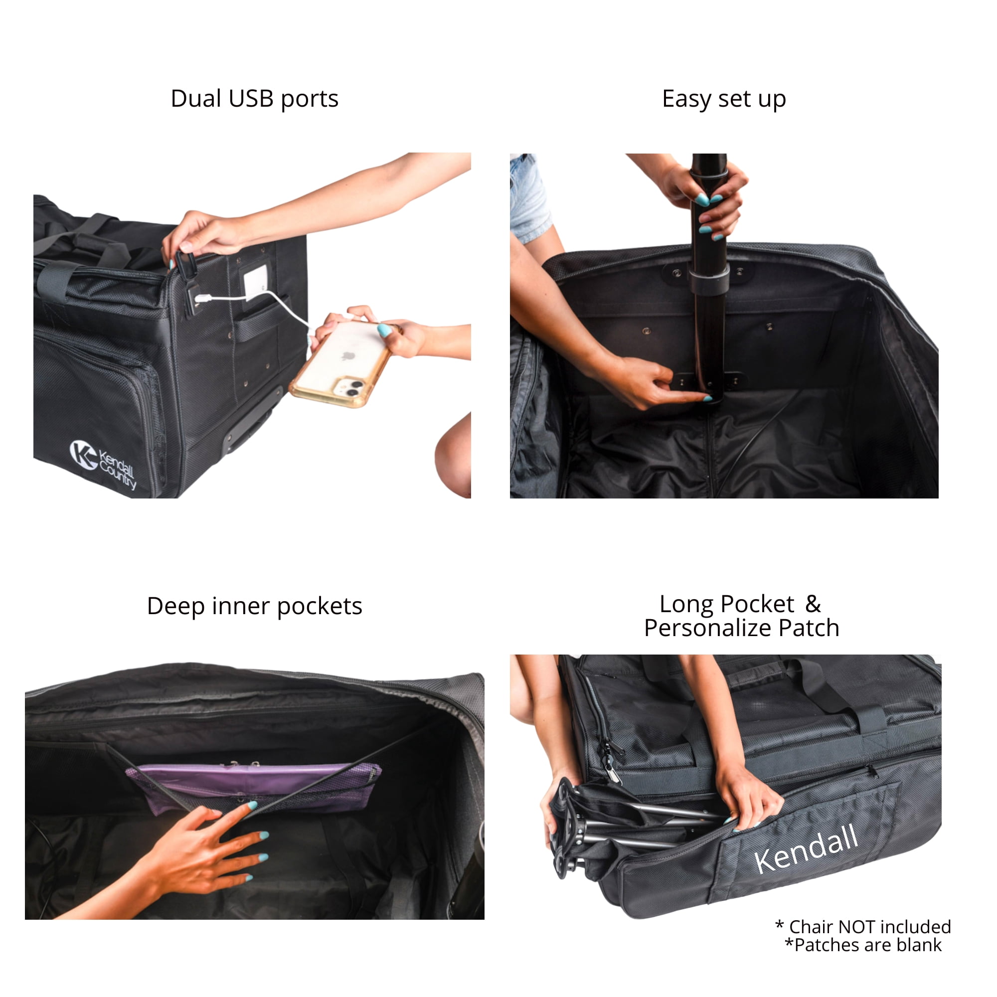 Kendall Country Dance Rolling Duffel with Garment Rack, Large, 28-inch
