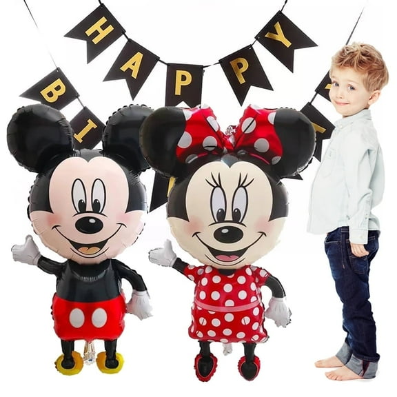 2 PCS Birthday Party Balloons 45 Inch Large Size Miky Mouse Balloon Mini Mouse Balloons Happy Birthday Banner