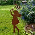 thumbnail image 1 of Craft Iron Children Silhouette Garden Pation In-Ground Statues Girl, 1 of 9