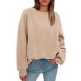 thumbnail image 2 of Crew Neck Sweatshirts Women Fall Oversized Crewneck Sweatshirt Vintage Fleece Pullover Loose Fit Cute Y2K Hoodie,Army Green M, 2 of 6
