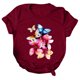 thumbnail image 3 of Gibobby Casual Playera de Manga Corta para Mujer Camiseta informal para mujer, camiseta a la con estampado Floral, camiseta manga corta con temperamento suelto, cam(Vino,CH), 3 of 5