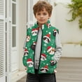 thumbnail image 7 of Xixirimido Cats with Christmas Hat Green Pattern Boys Girls Fleece Vest Sleeveless Stand-up Collar Jacket with Pockets Full-Zip Fall Winter Warm Outerwear for 3T, 7 of 7