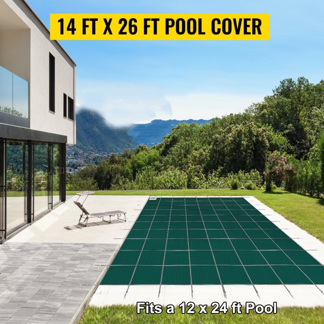 Cubierta de Seguridad para Piscina Enterrada VEVOR Rectangular 14 x 26 Pies Verde