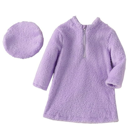 

GWAABD Kids Clothes Girls Purple Polyester Kids Toddler Children Baby Girls Long Sleeve Solid Princess Dress with Hat Outer Outfits Set 2PCS 3Y