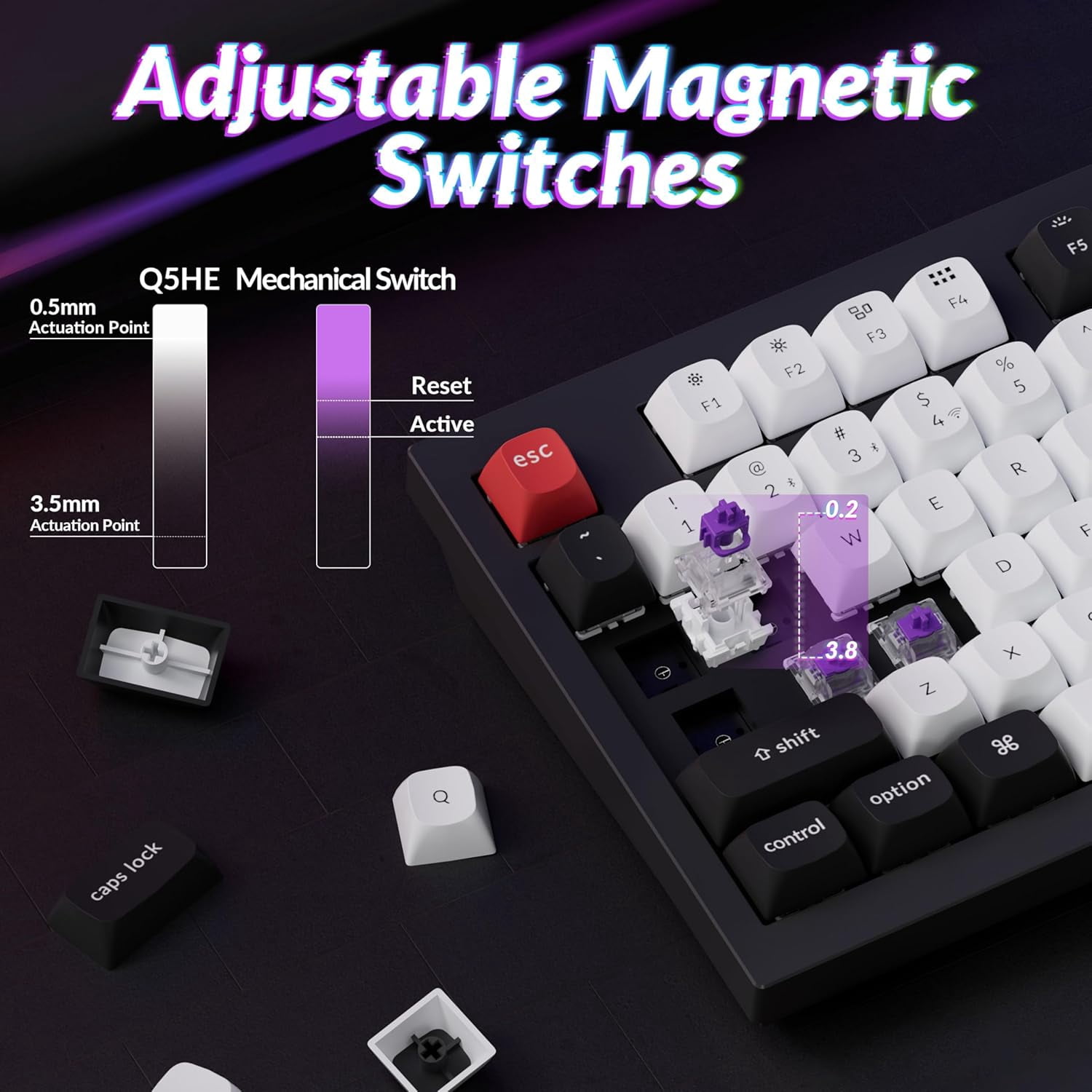 Keychron Q5 HE 96% QMK Wireless Custom Hall Effect Gateron Magnetic Switch RGB Keyboard for Mac Window & Linux Black