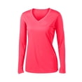 thumbnail image 5 of Sport-Tek Long Sleeve V-Neck Tee (LST353LS) Hot Coral, S, 5 of 6