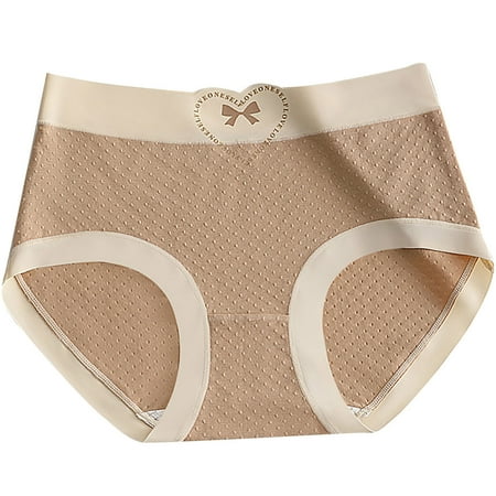 Panties for Women Tummy Womens Underwear Mid Waist Seamless Panties Full Cover Thin Breathable Undies Ladies Boxers Briefs Silk Panties for Women Coffee L