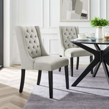 Modway Baronet Performance Velvet Dining Chairs - Set of 2 in Light Gray