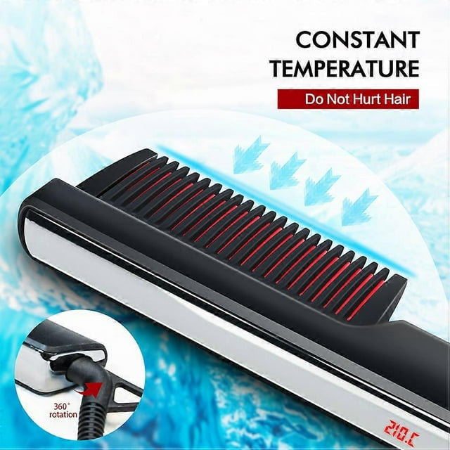 Smoothing Brush Ionic Hair Straightener Brush Beard Comb for Men and Women Electric Hair Brush Smoothing Brush Beard Straightener Hair Comb