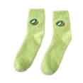 thumbnail image 4 of Women's Winter Fruit Pattern Home Socks, Coral Fleece and Mink Plush Lined Slipper Socks, Cozy Quarter-Length Sleep Socks, Non-Slip Warm House Socks for Indoor Wear - Green, 4 of 4