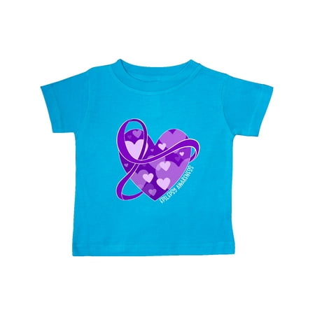

Inktastic Epilepsy Awareness Purple Ribbon Around Heart Gift Baby Boy or Baby Girl T-Shirt