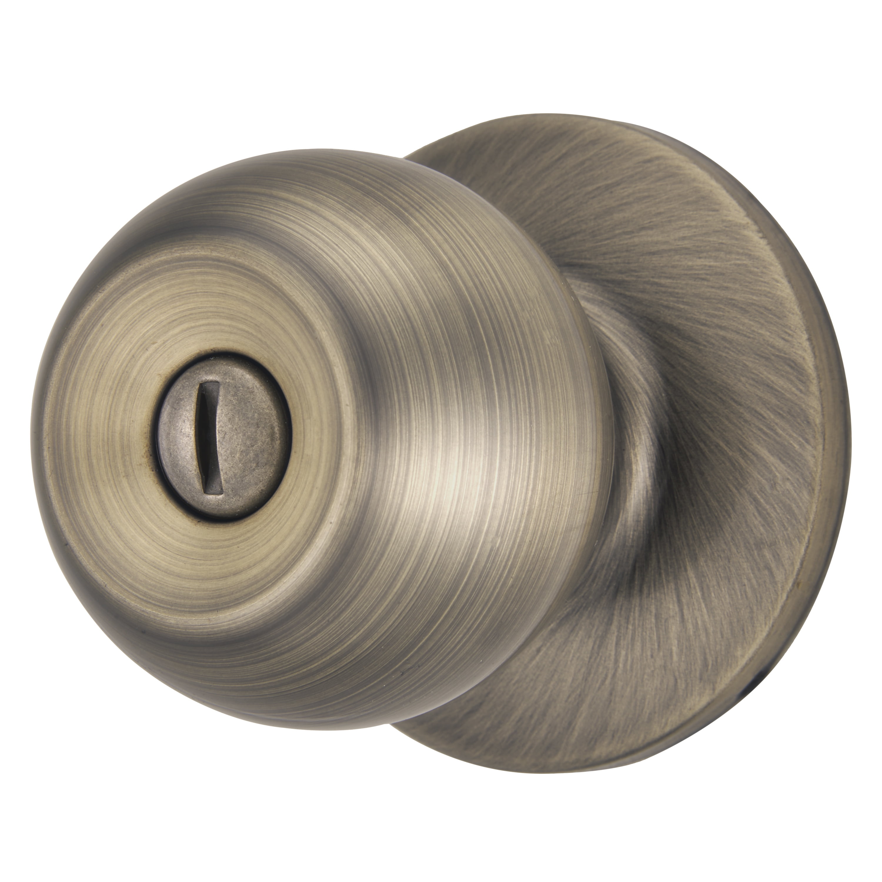 (2 pack) Brinks Interior Locking Privacy Classic Ball Style Doorknob, Antique Brass Finish